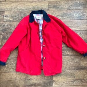 Red Jacket with Navy Collar